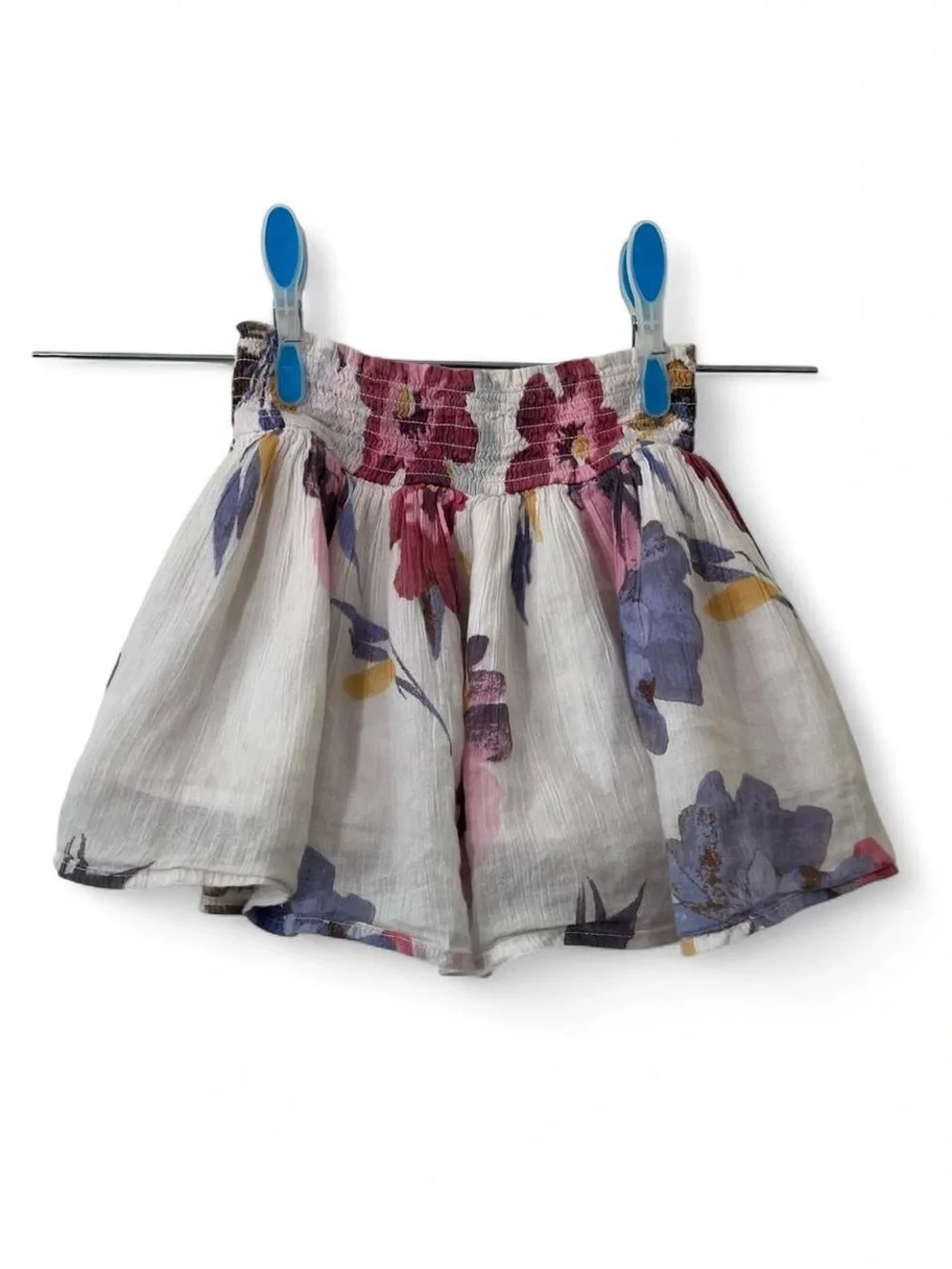 3T Girl 100% Cotton Floral Skirt Smock Stretch Waist Boho Cottage Pleated Flowy